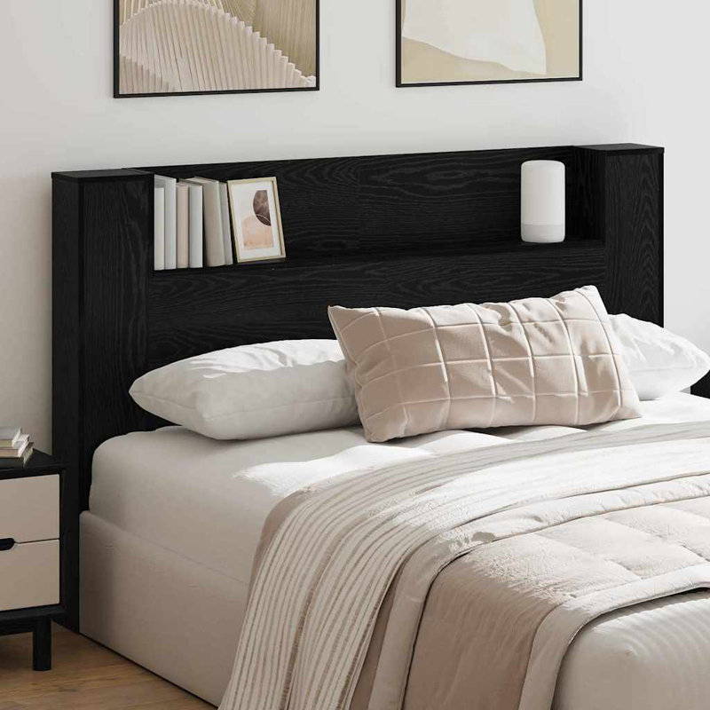Headboard, Black/Oak, European Kingsize (160 x 200 cm)
