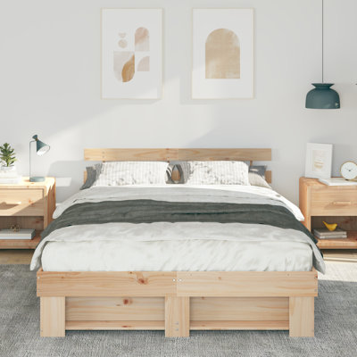 Bed Frame With Headboard Solid Wood Pine
