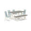 L'ensemble de table de salle à manger 6 pièces se compose d'une table moderne en ciment, d'un banc de cuisine et de 4 chaises de salle à manger en tissu de lin bleu à haut dossier - Lin brossé blanc-2146051039-2146051009-2146051008
