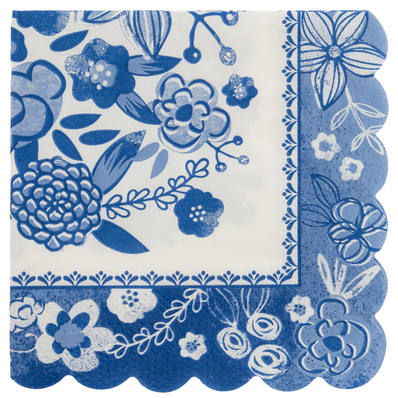 Serviette de table cocktail bleu et blanc