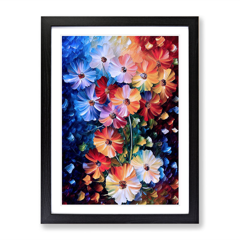 A Selection Of Flowers No.1 - Single Picture Frame Print, Black, 34cm H x 25cm W x 2cm D