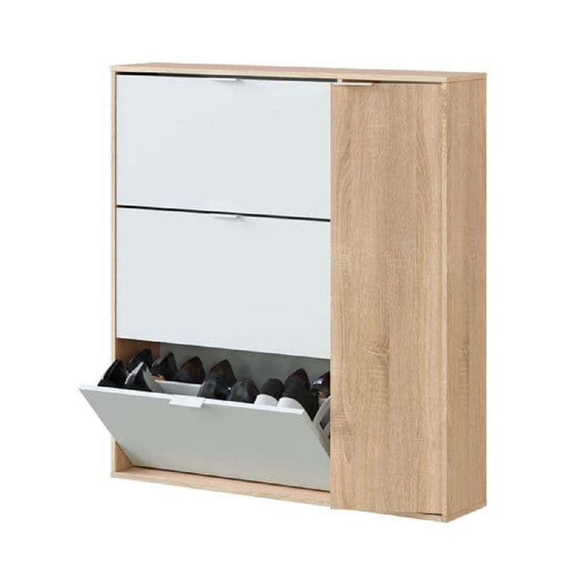 15 Pair Shoe Storage Cabinet, Brown/White