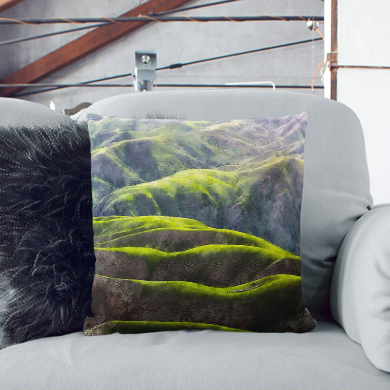 Grassland In Xianjiang China Painting Square Throw Cushion, 40cm H x 40cm W x 15cm D, White