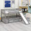 Low Bunk Bed With Fence And Ladder, With Slide-115678459