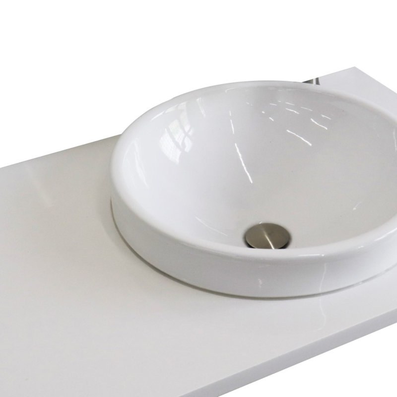 Plateau de meuble-lavabo simple 37 po avec lavabo, Quartz blanc