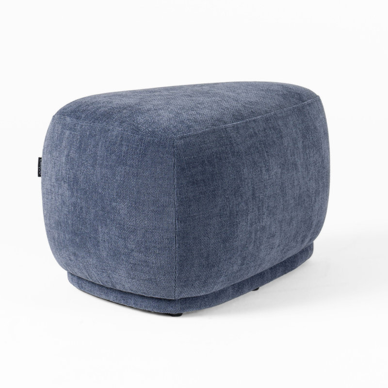 Reno Kini 26 Inch Ottoman, River Rock Shape, Frame, Navy Blue