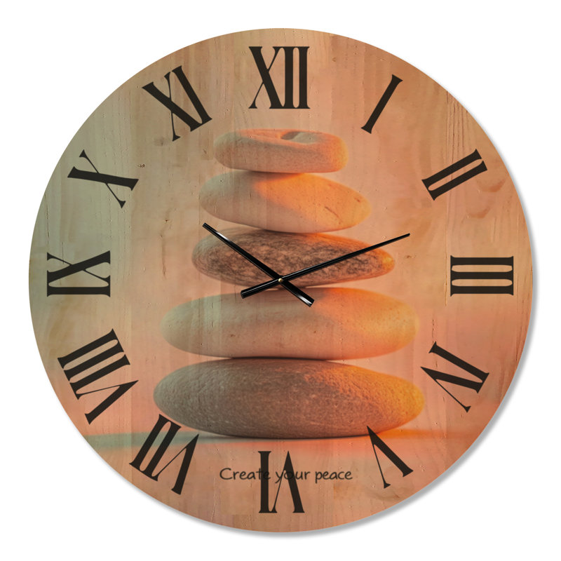 Grande horloge murale en bois zen - Créez votre paix, Surdimensionné