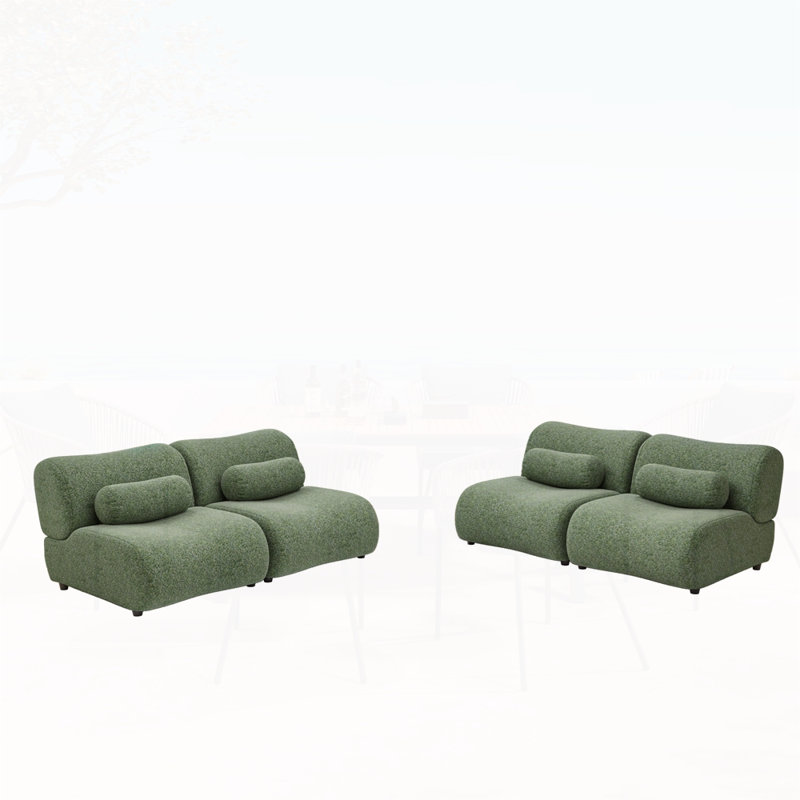 Canapé modulaire modulaire avec coussins cylindriques, H 28,74 po x l 144,08 po x P 44,09 po, 4, Vert