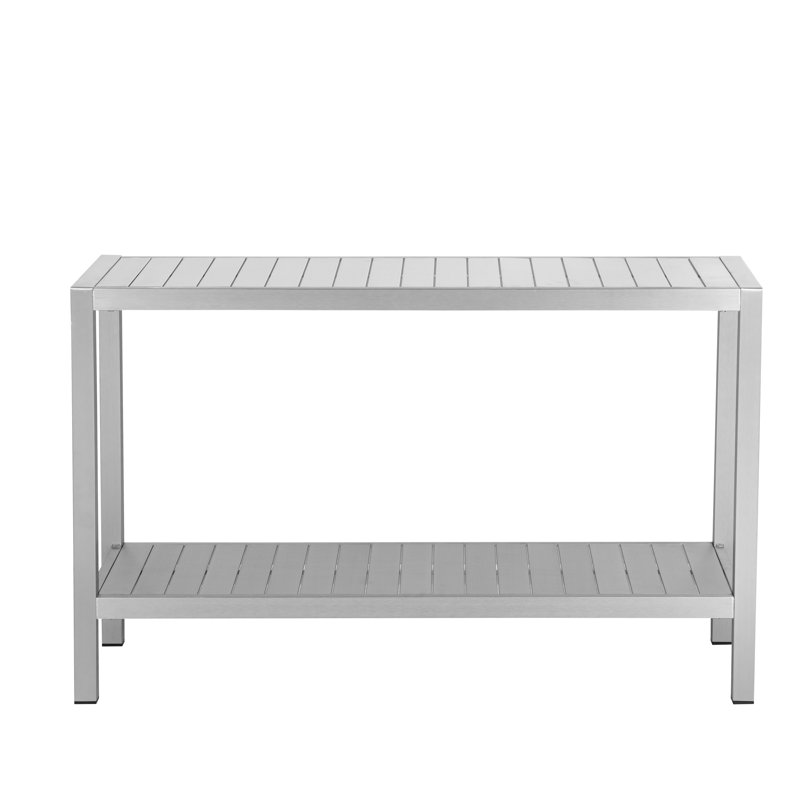 Doss Rectangular Metal Outdoor Buffet & Console Table , 16'' in. W 49'' in. D, Silver, Silver