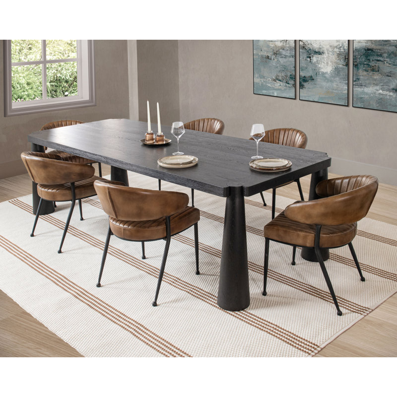 Atrop 102" Oak Wood Dining Table, Black