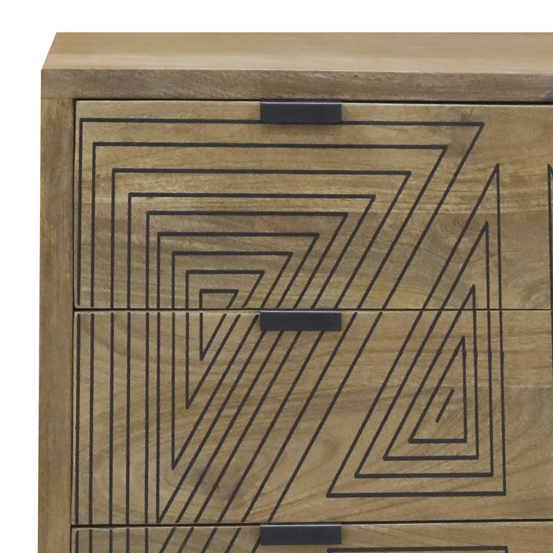 Commode 4 tiroirs en bois massif Athle, Brun