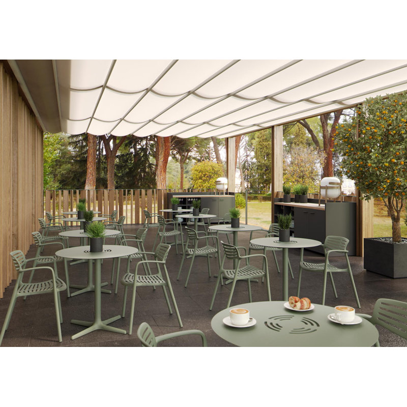 Toledo Aire Round Outdoor Dining Table , 27.56'' in. W 27.56'' in. D, Greenish Gray