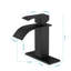 Robinet de salle de bain avec bec cascade et poignée simple, acier inoxydable, abat-jour noir mat-124831569