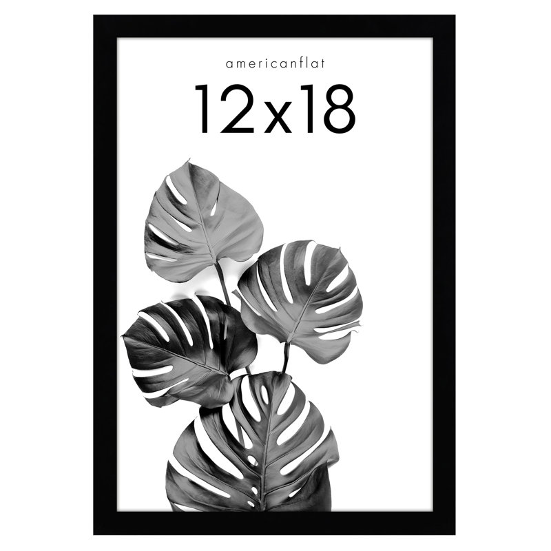 Cadre photo Khamya Gallery - Moulure en bois composite avec façade en verre, Noir, 12 po x 18 po