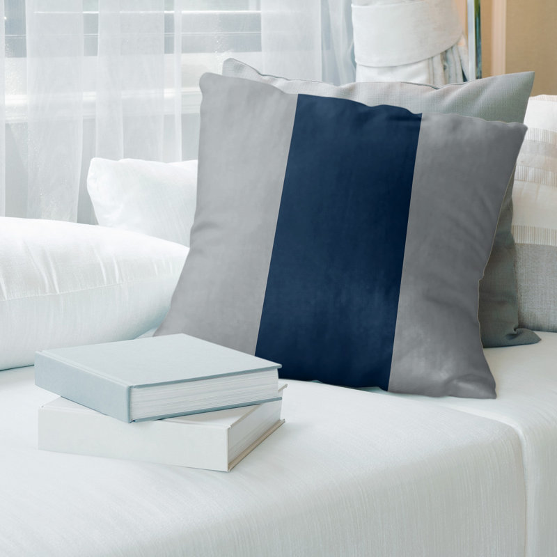 Housse de coussin , 20 po x 20 po, Gris / Bleu, Sergé de coton