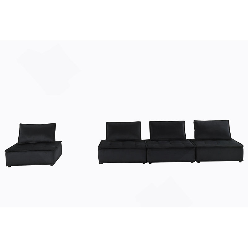 Canapé modulaire exquis avec coussins à boutons, parfait pour les agencements de maison flexibles et une expérience de vie améliorée