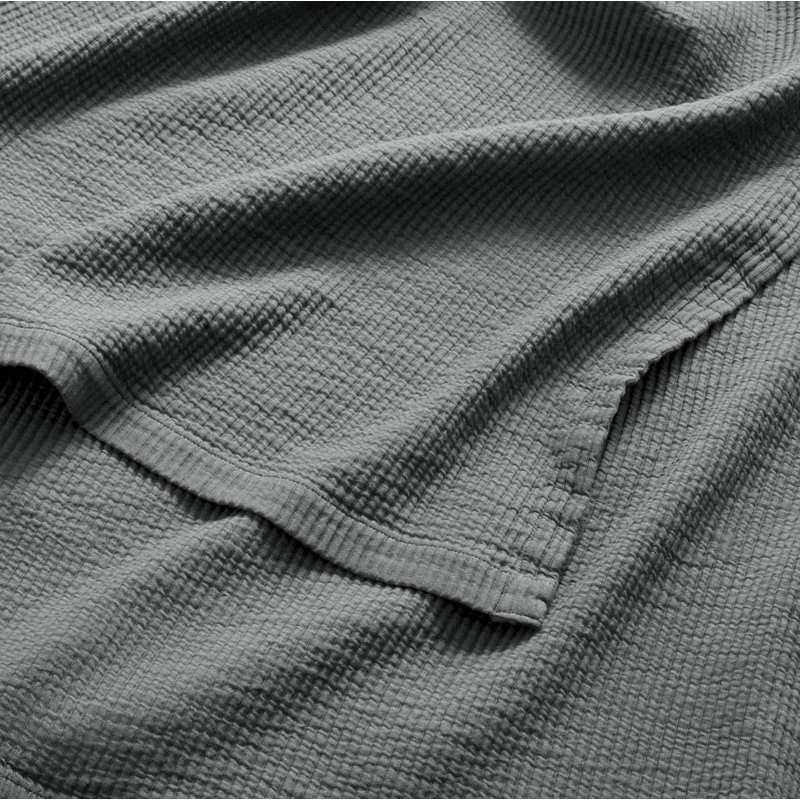 Ripple Modern & Contemporary Cotton Striped Coverlet, Charcoal, Queen Bedspread + 2 Queen Shams