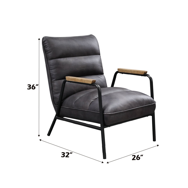 Élégant siège d'appoint en cuir fleur gris, mousse haute, finition fer mat, chaise luxueuse option moderne, structure mate, plancher 9 po, 32 po x 26 po 36 po, élégant