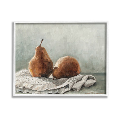 Pears on Blanket Painting Framed Giclee Art by Marian Parsons