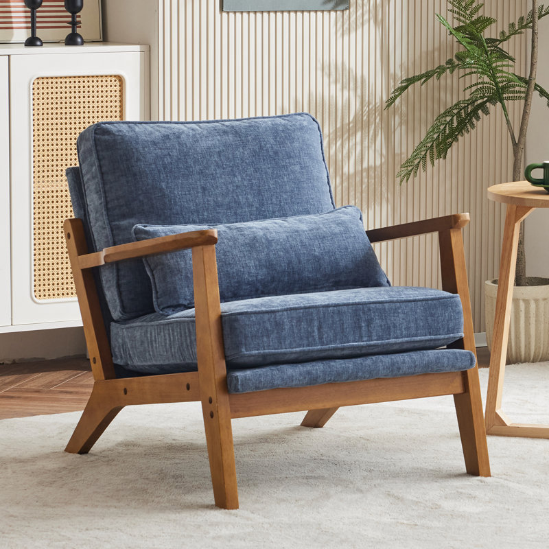 Upholstered Armchair, Blue Linen