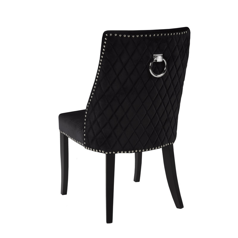 Chaise d’appoint en bois massif tapissier Acker, Noir