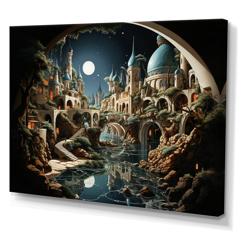 Surréalisme City Infinite Illusions I, H 16 po x l 32 po x P 1 po, Toile tendue