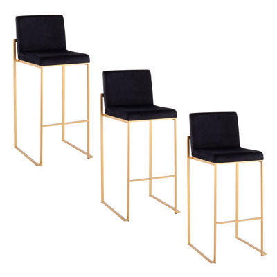 High Back Counter & Bar Stool in Steel and Fabric
