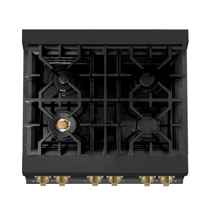 ZLINE Autograph 30" Legacy Dual Fuel Range, Champagne Bronze/Black Stainless Steel