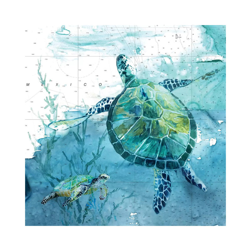 « Island Swim II » par Carol Robinson, reproduction d’art, Pas de tapis, Toile tendue, H 12 po x l 12 po x P 1,5 po