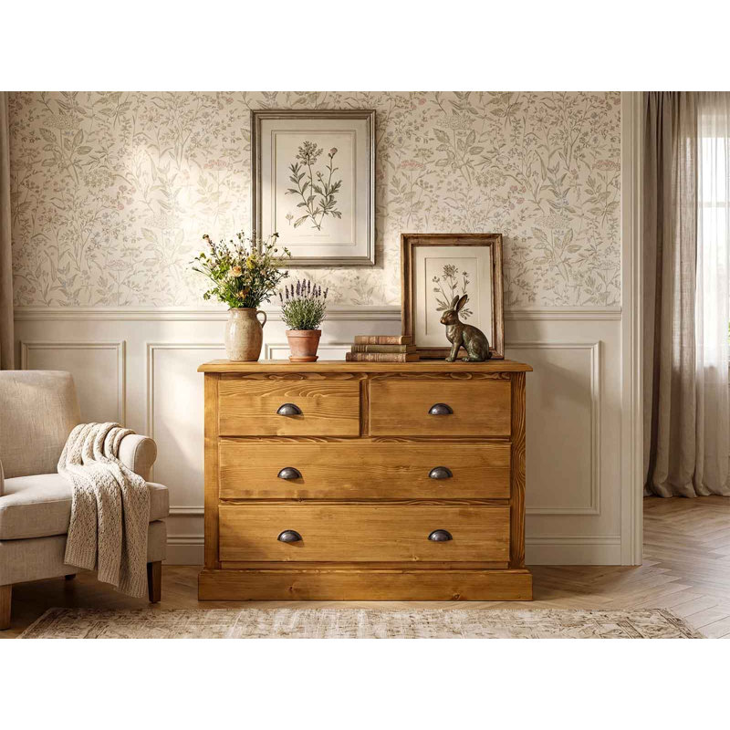 Hailley Solid Spruce Wood Chest Of Drawers