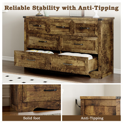 Rustic 7 Drawer Dresser