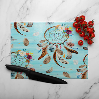 Native American Tribe Decor Glass Chopping Board