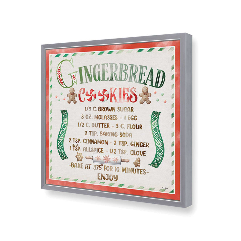 «Gingerbread Cookies» par Nicole DeCamp, reproduction d'art, Argent, L 36 x H 36, Impression encadrée