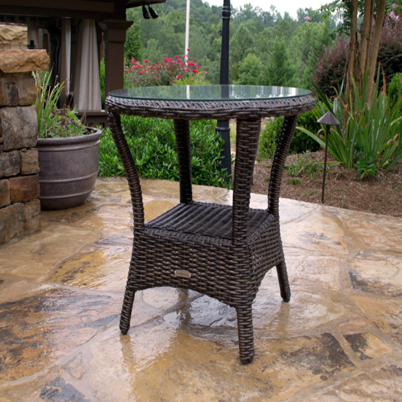 Bayview Wicker Side Table, Pecan