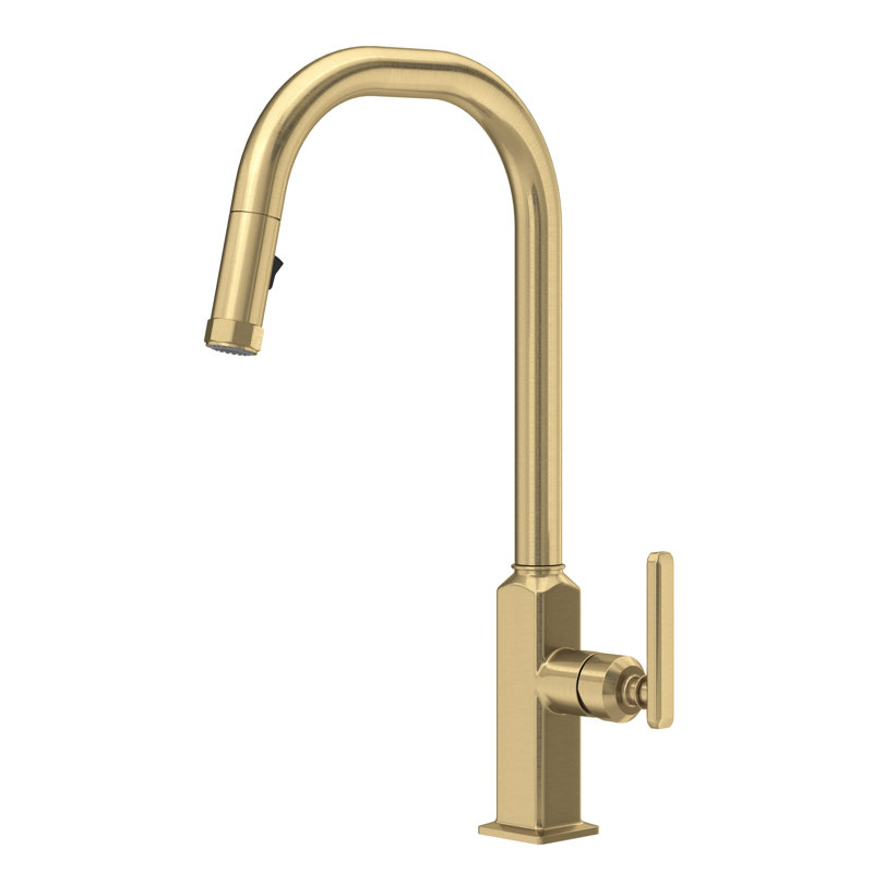 Apothecary Pull-Down Kitchen Faucet With C-Spout, Antique Gold