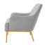 Chaise d'appoint moderne gris, tissu chenille, dossier incurvé et pieds en métal doré pour le salon