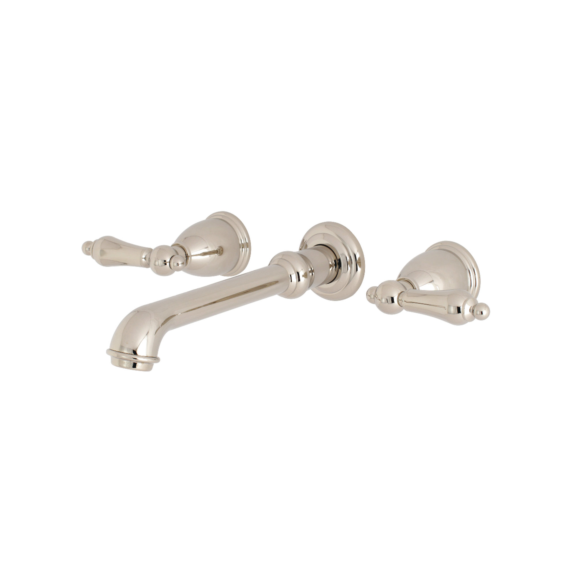 Kingston Brass English Country Two-Handle 3-Hole Wall Mount Roman Tub Faucet, Polished Nickel