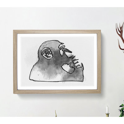 Thinker Monkey by Banksy - Framed Print