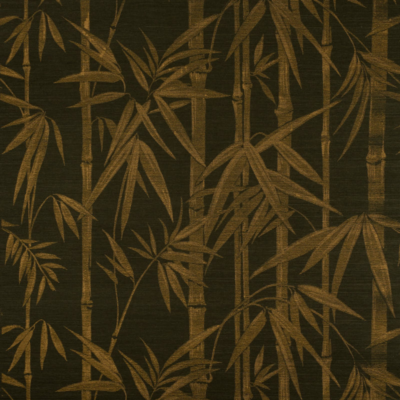 Les Bambous Sisal Wallpaper, Gold On Jet