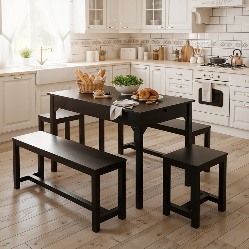 6 - Person Dining Set, Black