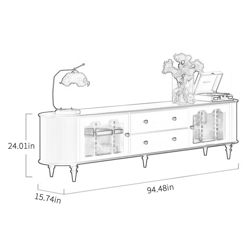 Meuble télé en bois massif American, 94.48"