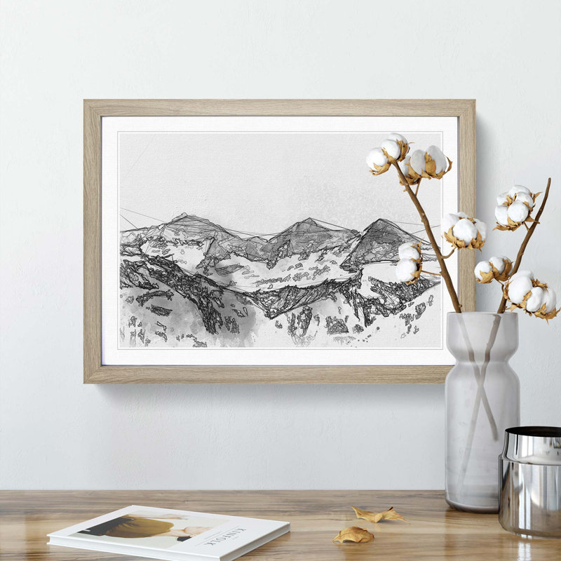 Mountain in Switzerland in Abstract - Framed Print, 62cm H x 87cm W x 2cm D, Oak Framed