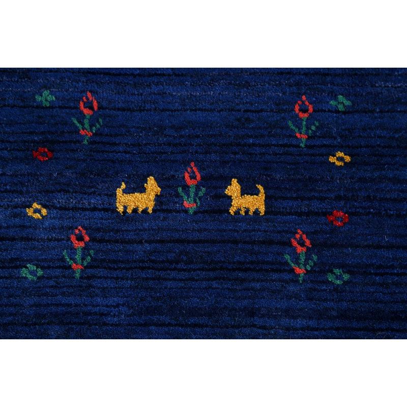 Tapis bleu Indien Gabbeh 8 x 9