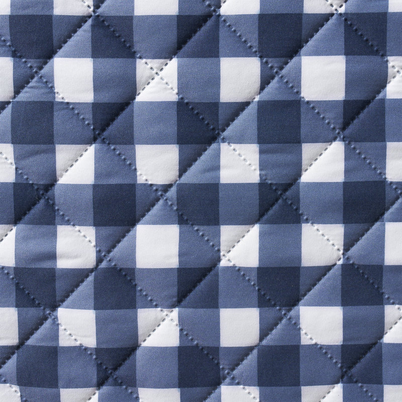 Ensemble de courtepointe en microfibre VCNY Home Gingham, Courtepointe pour lit simple et une taie décorati, Marine
