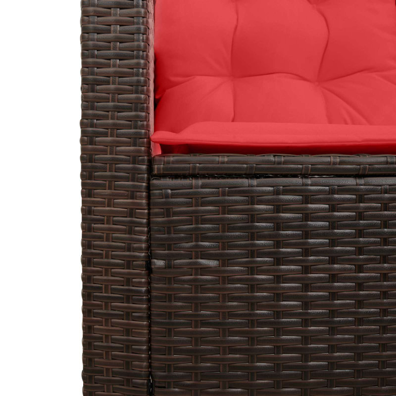  Outdoor Sofa Set with Cushion with Shelf 2 pcs Poly Rattan Modern Patio
