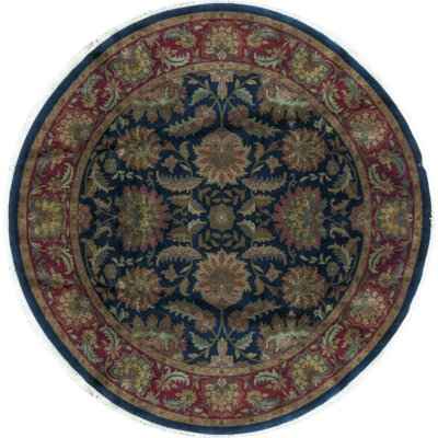 Wool Oriental Area Rug in Blue/Rust/Brown