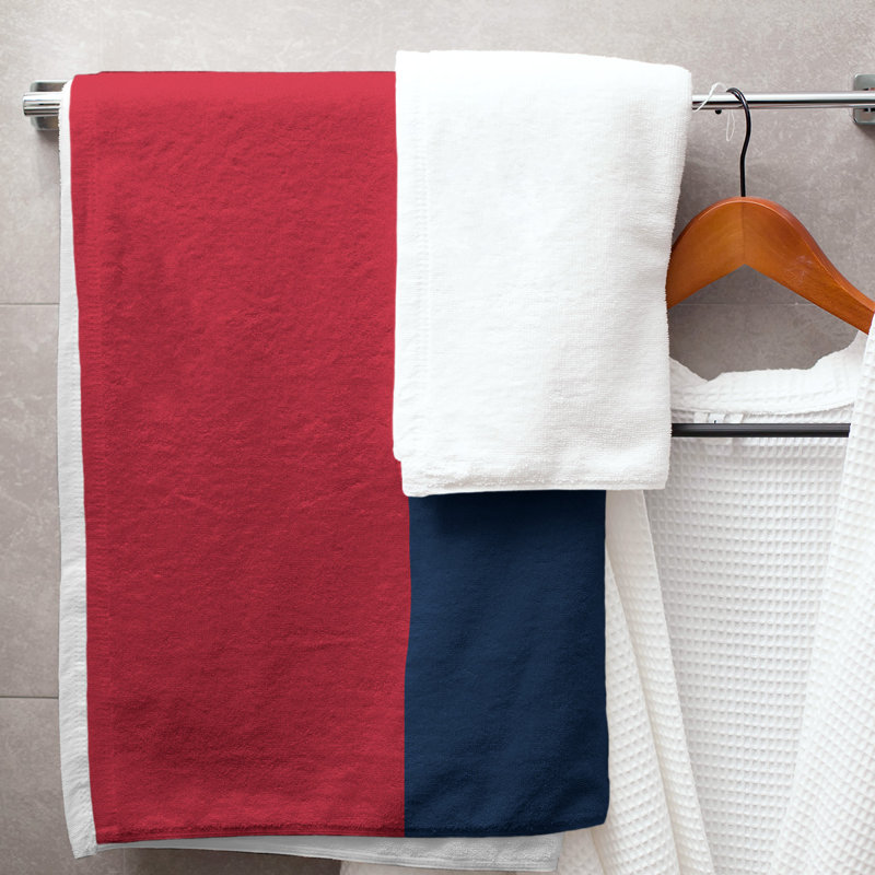 Lightweight Bath Towel, Red/Blue/Red, Microfiber