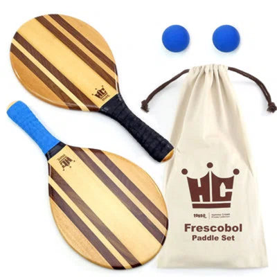 Hammer Crown Frescobol Wood Water Resistant Paddle Ball with Carrying Case