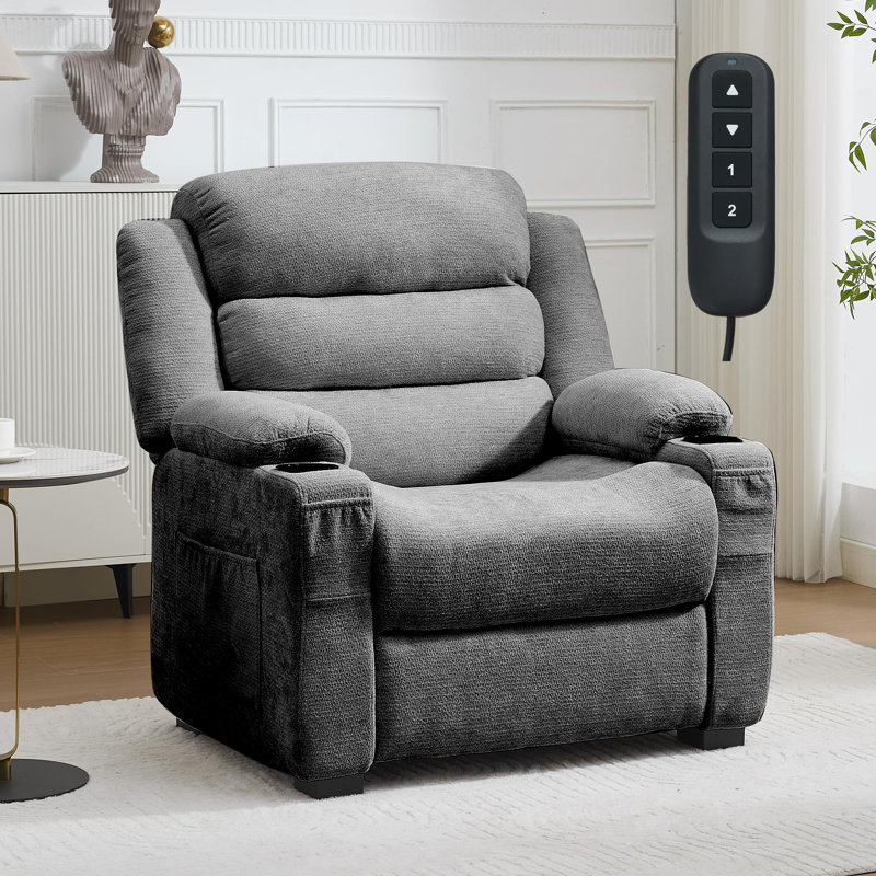Fauteuil inclinable électrique surdimensionné de 66 cm (26 pouces) avec télécommande et mémoire de position, canapé Lazy Boy en velours côtelé
