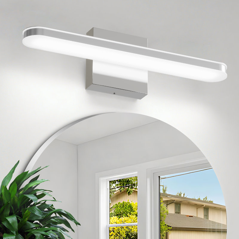  16'' Dimmable LED Bath Bar, Modern Chrome Bathroom Vanity Light With Acrylic Shade Over Mirror Lighting For Bathroom, Bedroom, Or Vanity Spaces